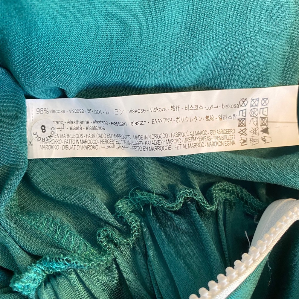 Zara Women Teal Green Satin Cropped Track Jacket Zip Up White Stripe Size Medium - Picture 5 of 5